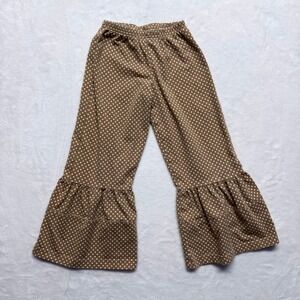 Swanky Baby Vintage Kids Girls Brown Polka Dot Ruffle Bell Bottom Pants Size‎ S